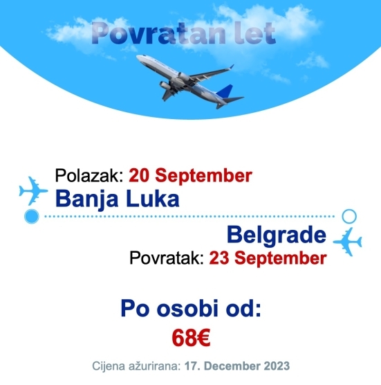20 September - 23 September | Banja Luka - Belgrade