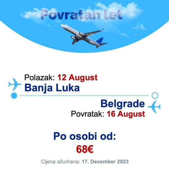 12 August - 16 August | Banja Luka - Belgrade