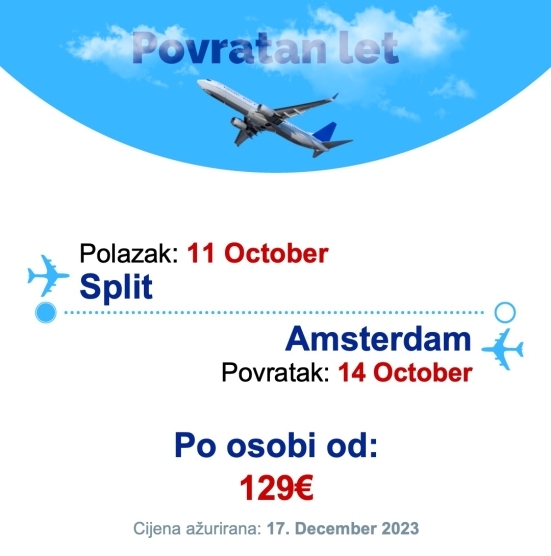 11 October - 14 October | Split - Amsterdam