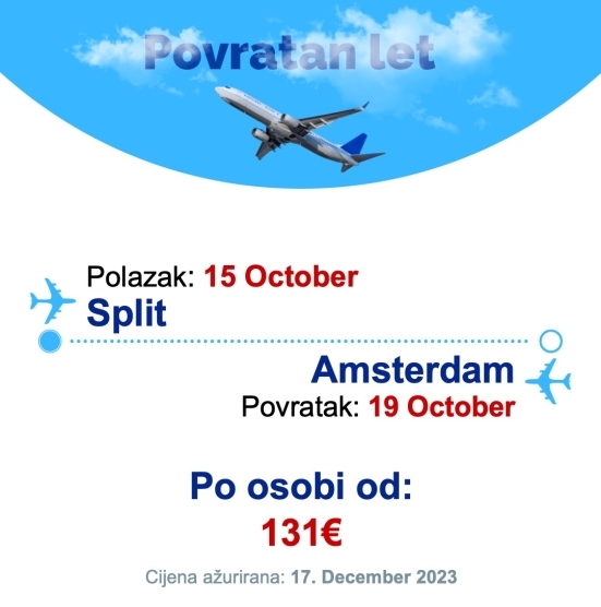15 October - 19 October | Split - Amsterdam