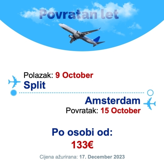 9 October - 15 October | Split - Amsterdam