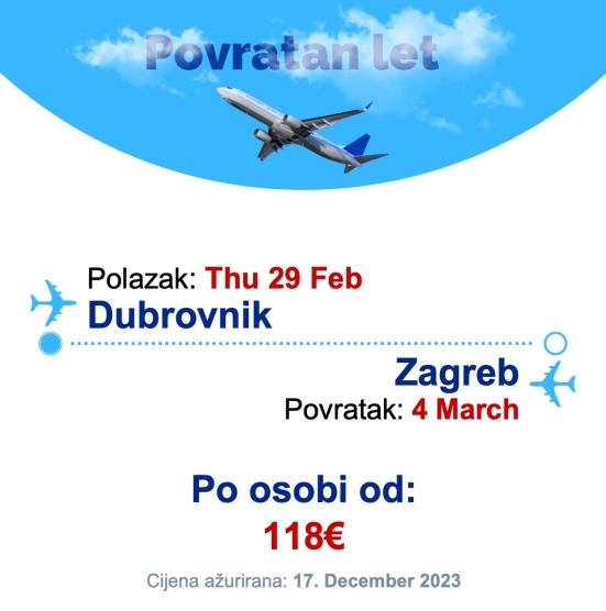 Thu 29 Feb - 4 March | Dubrovnik - Zagreb