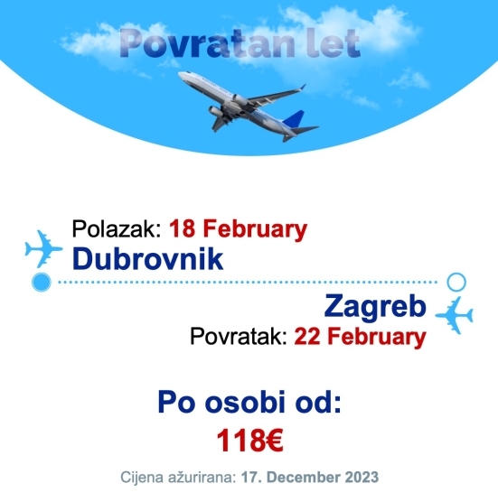 18 February - 22 February | Dubrovnik - Zagreb