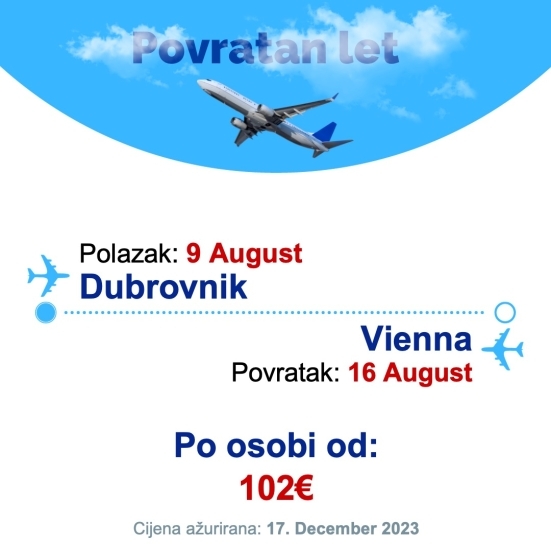9 August - 16 August | Dubrovnik - Vienna