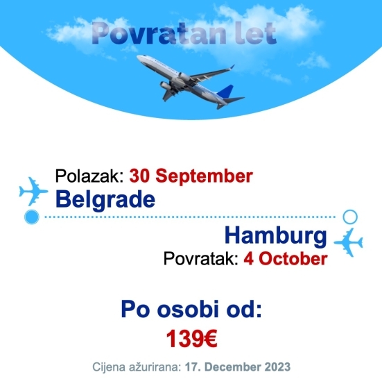 30 September - 4 October | Belgrade - Hamburg