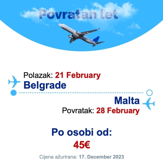 21 February - 28 February | Belgrade - Malta