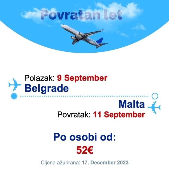 9 September - 11 September | Belgrade - Malta