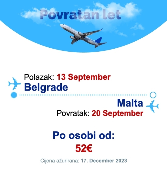 13 September - 20 September | Belgrade - Malta
