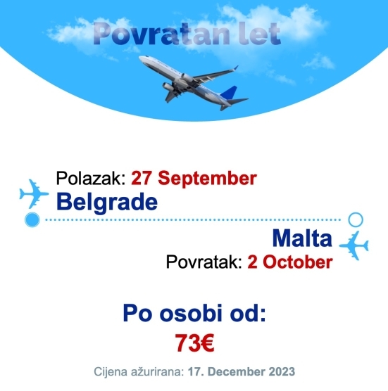 27 September - 2 October | Belgrade - Malta