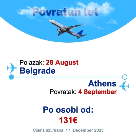 28 August - 4 September | Belgrade - Athens