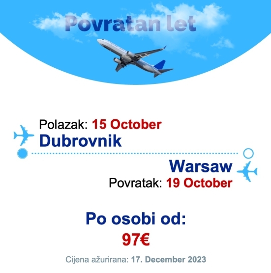 15 October - 19 October | Dubrovnik - Warsaw