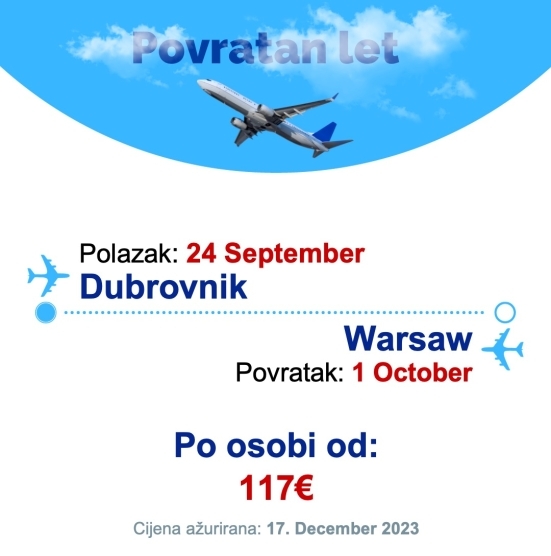 24 September - 1 October | Dubrovnik - Warsaw