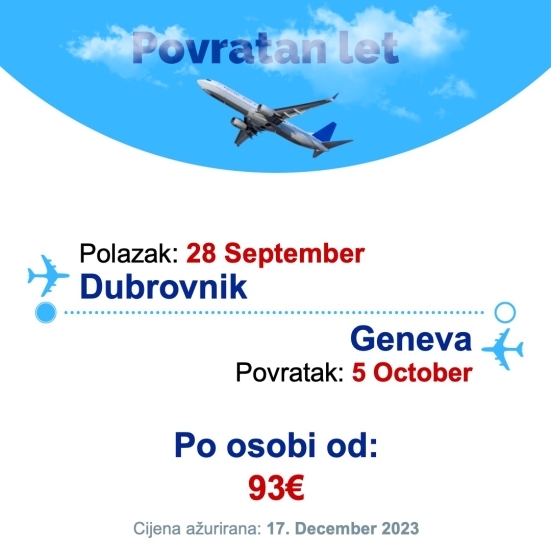28 September - 5 October | Dubrovnik - Geneva