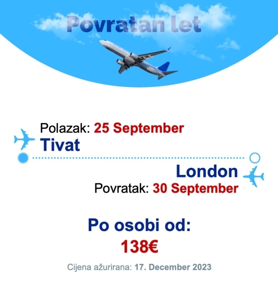 25 September - 30 September | Tivat - London