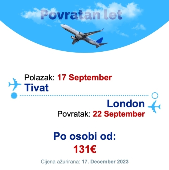 17 September - 22 September | Tivat - London