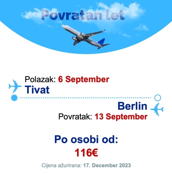 6 September - 13 September | Tivat - Berlin