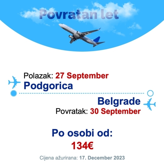 27 September - 30 September | Podgorica - Belgrade