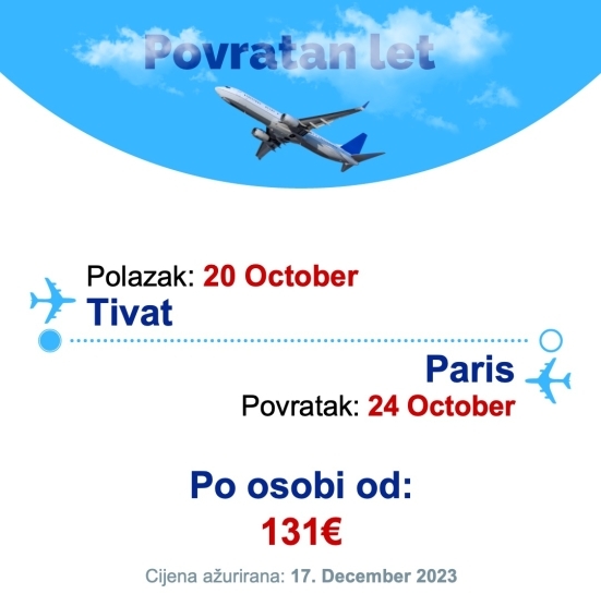 20 October - 24 October | Tivat - Paris