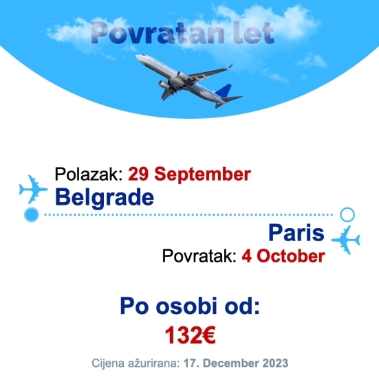 29 September - 4 October | Belgrade - Paris
