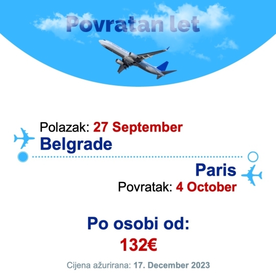 27 September - 4 October | Belgrade - Paris