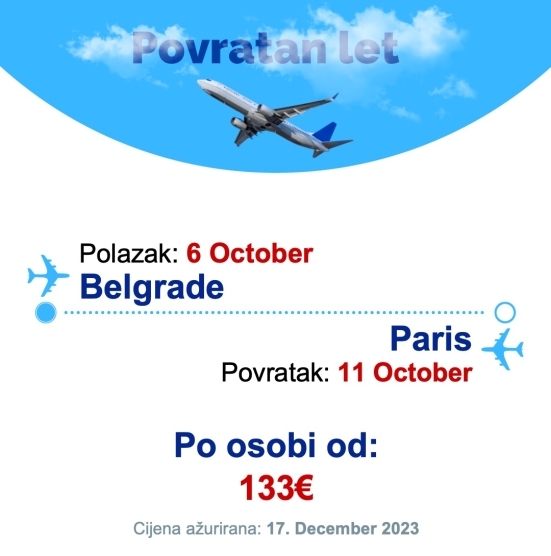 6 October - 11 October | Belgrade - Paris