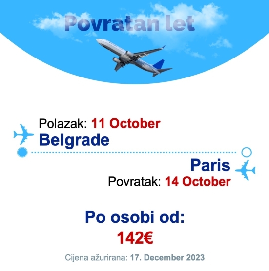 11 October - 14 October | Belgrade - Paris