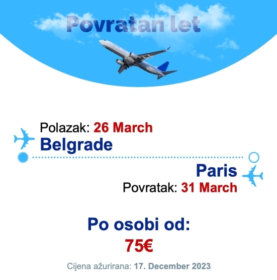 26 March - 31 March | Belgrade - Paris
