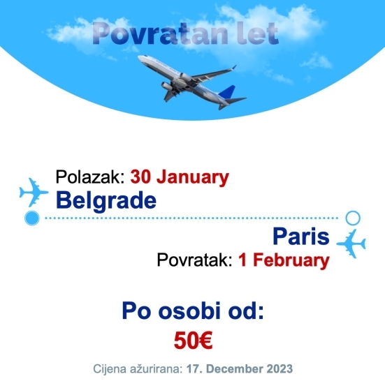 30 January - 1 February | Belgrade - Paris