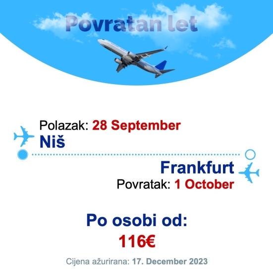 28 September - 1 October | Niš - Frankfurt
