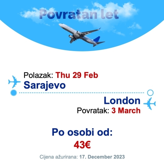 Thu 29 Feb - 3 March | Sarajevo - London