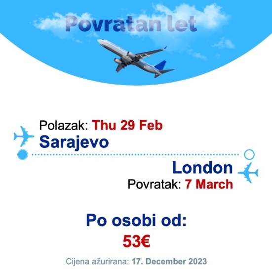Thu 29 Feb - 7 March | Sarajevo - London