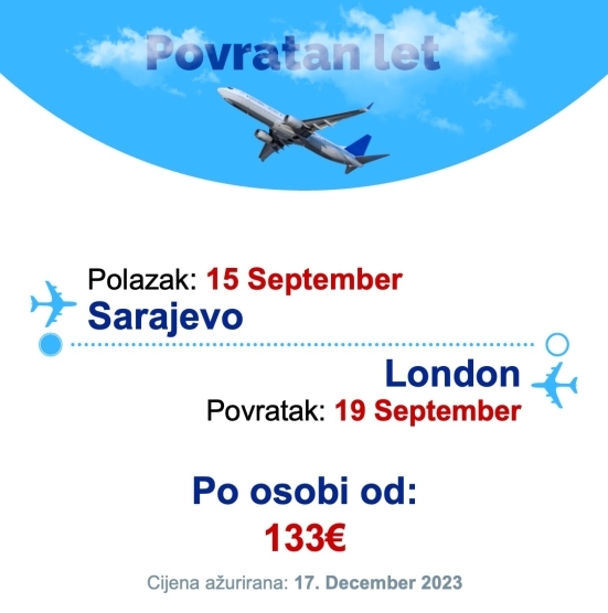 15 September - 19 September | Sarajevo - London
