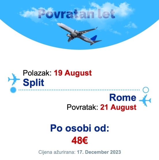 19 August - 21 August | Split - Rome