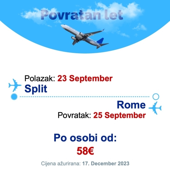 23 September - 25 September | Split - Rome