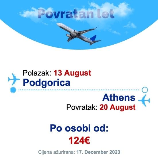 13 August - 20 August | Podgorica - Athens
