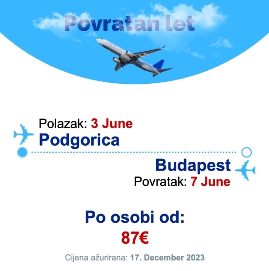 3 June - 7 June | Podgorica - Budapest