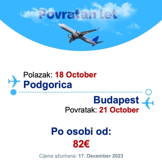18 October - 21 October | Podgorica - Budapest