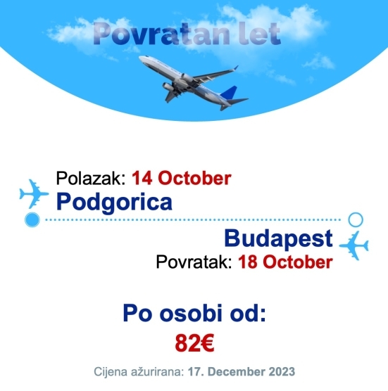 14 October - 18 October | Podgorica - Budapest