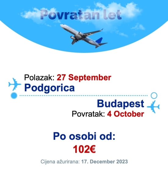 27 September - 4 October | Podgorica - Budapest